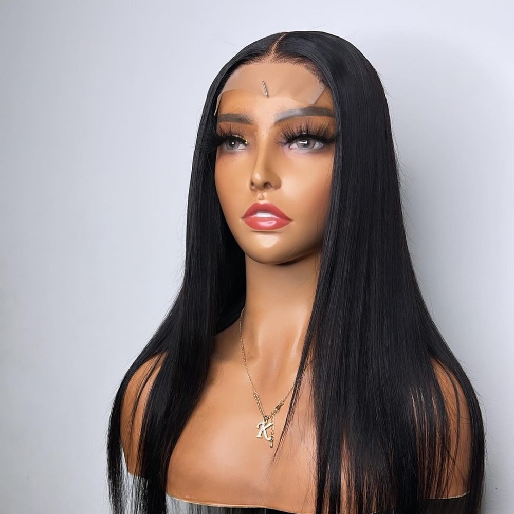 Natural straight closure wig
